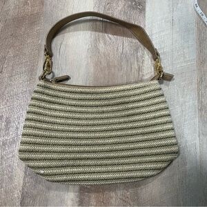 Elegant Striped Tan, Green and Gold Shoulder Bag Cato Y2K